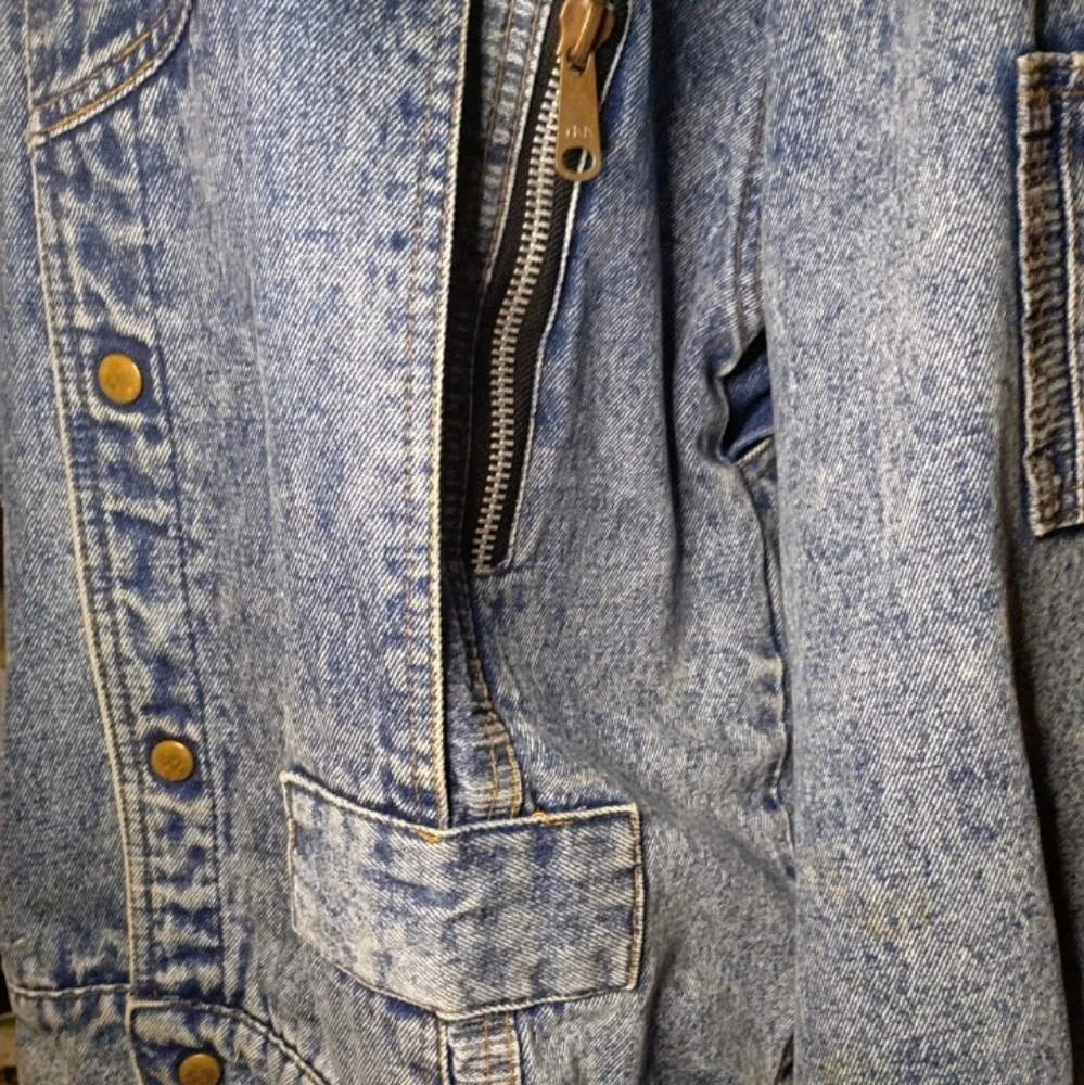 Acid Wash High Quality Denim Jacket Artisan Designed Bomber Style Men's Large - Picture 5 of 13